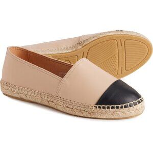 NEW JUTELIA Made in Spain Cap Toe Espadrilles - Leather Women Nude/Black 563sn